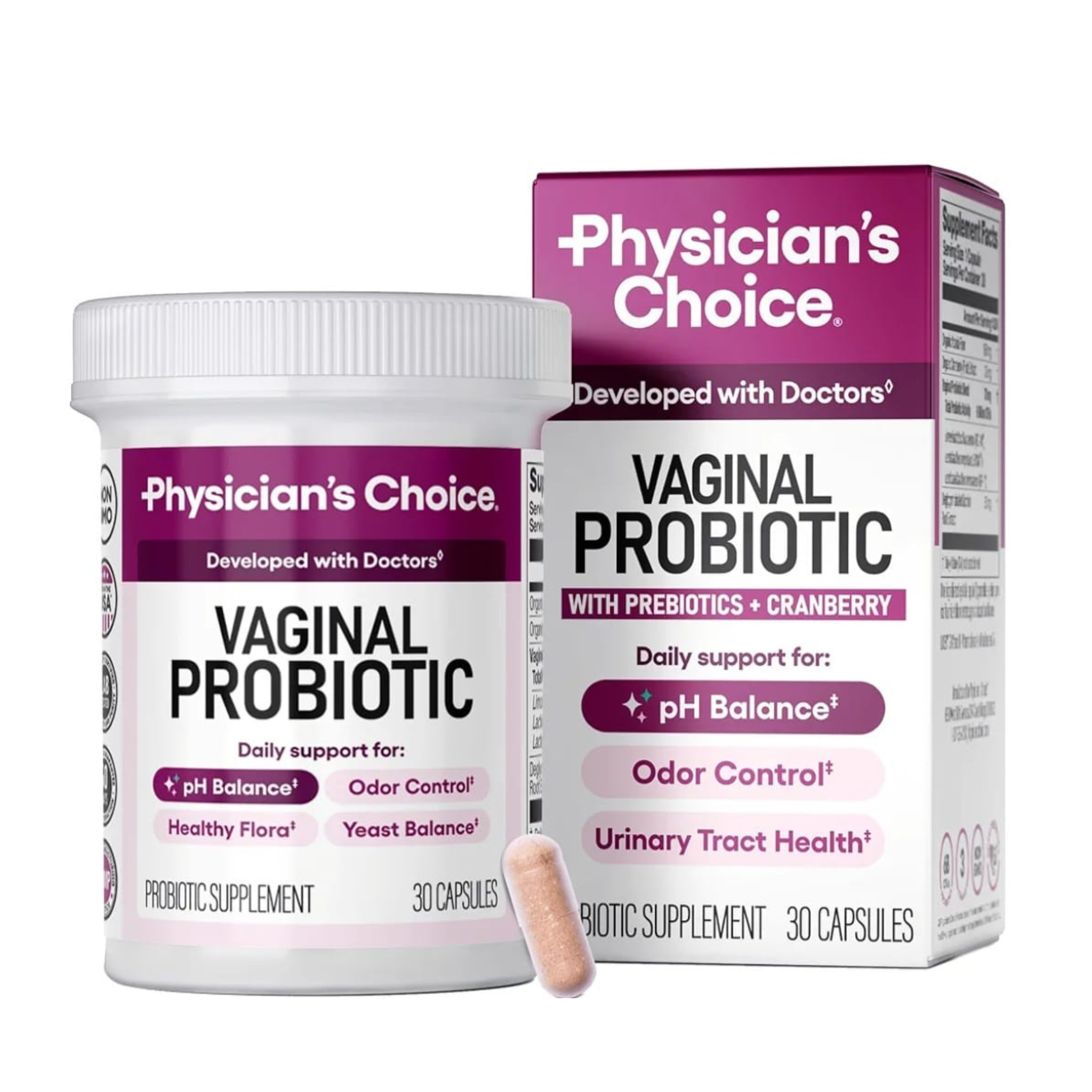 Vaginal Probiotic™ Probiótico femenino diario equilibra la microbiota vaginal y controla el olor íntimo sin cremas ni óvulos vaginales.